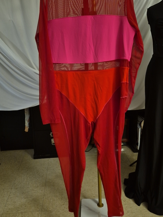 IVY PARK Pants - IVY PARK Red and Pink Mesh Panel Jumpsuit Romper
